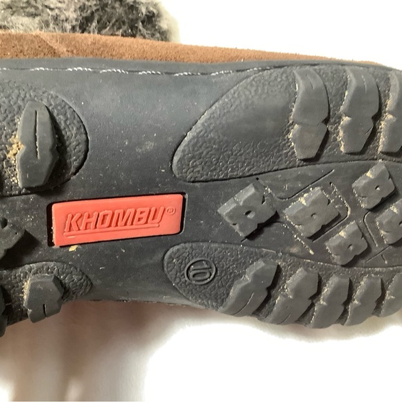 Khombu brown leather faux fur zip up boots size 10 - Picture 10 of 11